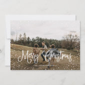 Modern sneeuwscript 2 Foto Feestdagenkaart (Voorkant)