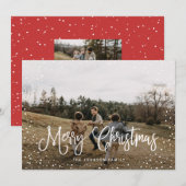 Modern sneeuwscript 2 Foto Feestdagenkaart (Voorkant / Achterkant)