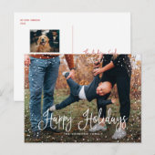 Modern sneeuwscript 2 Foto Feestdagenkaart (Voorkant / Achterkant)