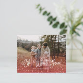 Modern sneeuwscript 2 Foto Feestdagenkaart (Staand voorkant)