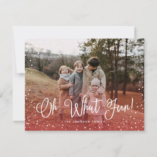 Modern sneeuwscript 2 Foto Feestdagenkaart (Voorkant)