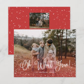 Modern sneeuwscript 2 Foto Feestdagenkaart (Voorkant / Achterkant)