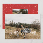 Modern sneeuwscript 2 Foto Feestdagenkaart (Voorkant / Achterkant)