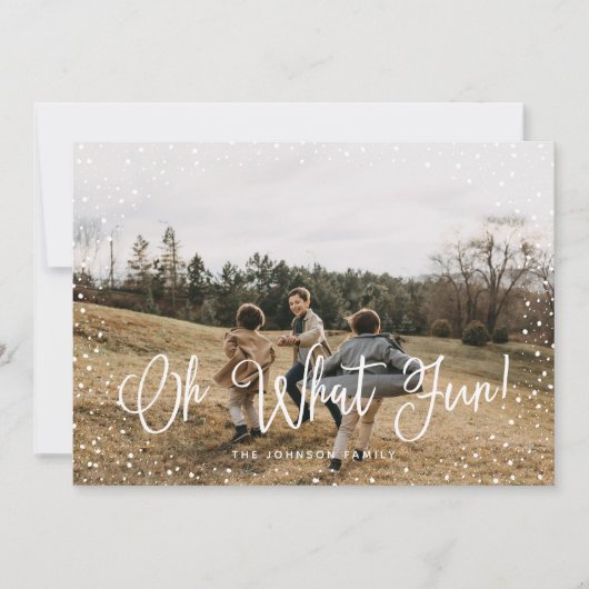 Modern sneeuwscript 2 Foto Feestdagenkaart (Voorkant)