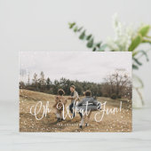 Modern sneeuwscript 2 Foto Feestdagenkaart (Staand voorkant)