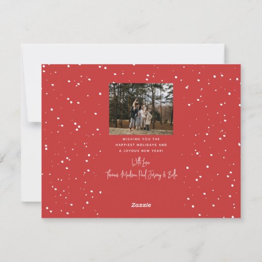 Modern sneeuwscript 2 Foto Feestdagenkaart (Achterkant)