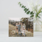 Modern sneeuwscript 2 Foto Feestdagenkaart (Staand voorkant)