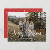 Modern sneeuwscript 2 Foto Feestdagenkaart (Voorkant / Achterkant)