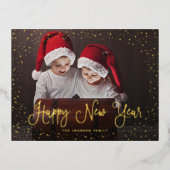 Modern sneeuwscript 2 Foto Folie Feestdagen Briefkaart (Voorkant)