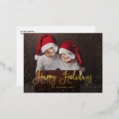 Modern sneeuwscript 2 Foto Folie Feestdagen Briefkaart (Voorkant / Achterkant)