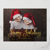 Modern sneeuwscript 2 Foto Folie Feestdagen Briefkaart (Voorkant)