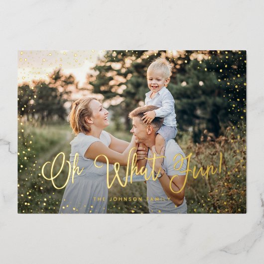 Modern sneeuwscript 2 Foto Folie Feestdagenkaart (Voorkant)