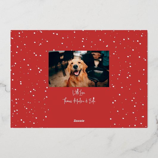 Modern sneeuwscript 2 Foto Folie Feestdagenkaart (Achterkant)