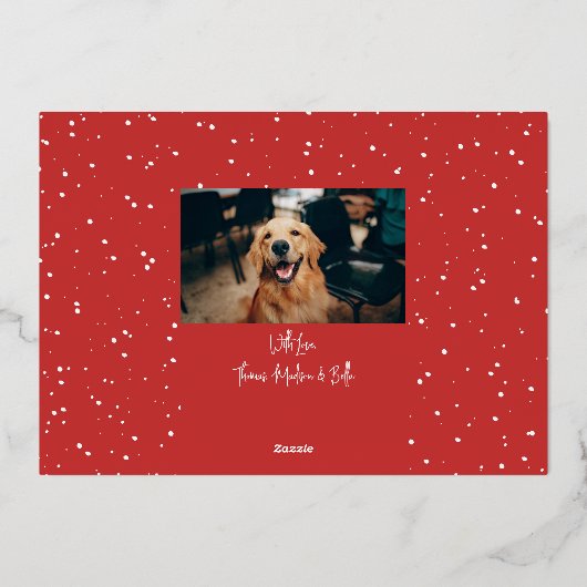 Modern sneeuwscript 2 Foto Folie Feestdagenkaart (Achterkant)