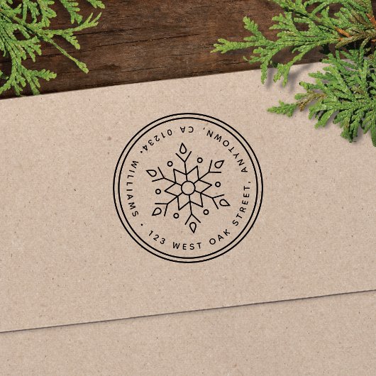 Modern Sneeuwvlok Rond Terugkeeradres Zelfinktende Stempel