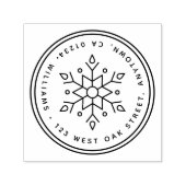Modern Sneeuwvlok Rond Terugkeeradres Zelfinktende Stempel (Design)