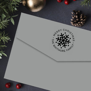 Modern Sneeuwvlok Ronde Kerstmis Adres Zelfinktende Stempel