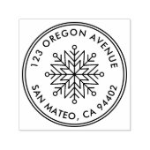 Modern Sneeuwvlok Vakantie Ronde Retouradres Zelfinktende Stempel (Design)