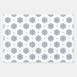 Modern sneeuwvlokpatroon marineblauw inpakpapier vel