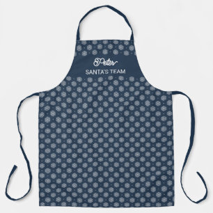 Modern Sneeuwvlokpatroon Midnight Blue Kerstmis Schort