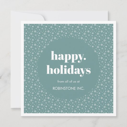 Modern Sneeuwvlokpatroon Stof Blauw Zakelijk Feestdagenkaart (Voorkant)