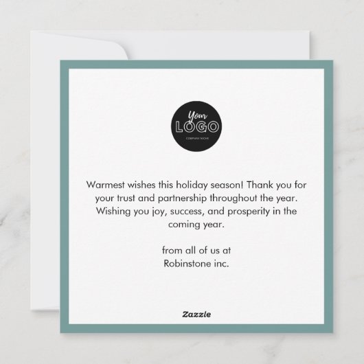 Modern Sneeuwvlokpatroon Stof Blauw Zakelijk Feestdagenkaart (Achterkant)