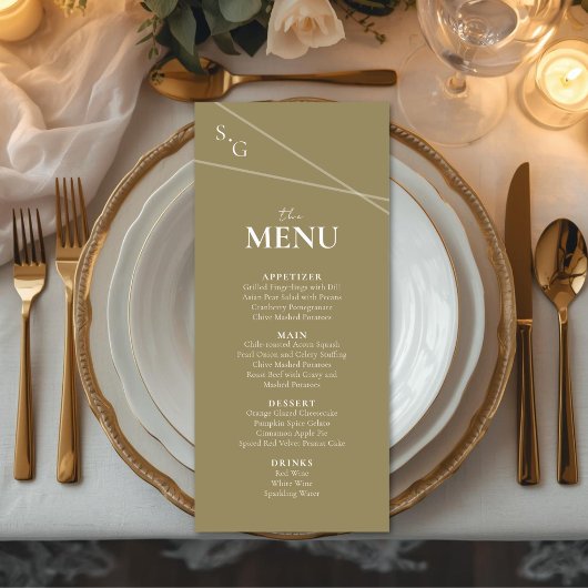Modern Snijdende Lijnen Trouwmenu Menu