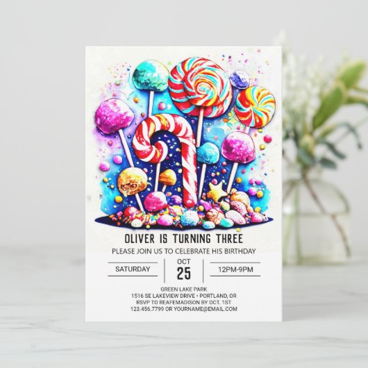 Modern Snoep bewerkbare verjaardag Kaart (Staand voorkant)