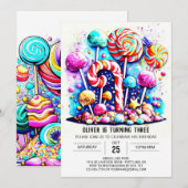 Modern Snoep bewerkbare verjaardag Kaart (Voorkant / Achterkant)