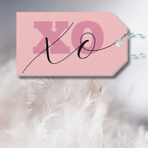 Modern Snoep Roze Zwart XOXO Valentijn Gift Labels Cadeaulabel