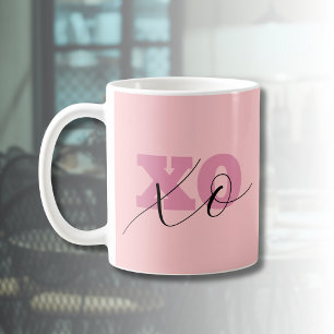 Modern Snoep Roze Zwarte XOXO Valentijn Koffiemok