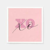 Modern Snoep Roze Zwarte XOXO Valentijn Servet (Voorkant)