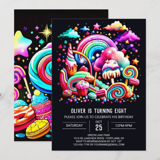 Modern Snoep Verjaardag Kaart (Voorkant / Achterkant)