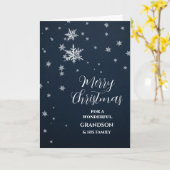 Modern Snow Kleinzoon & Familie Vrolijk Kerstfeest Kaart (Gele Bloem)