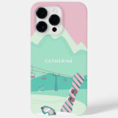Modern Snowboard Winter Ski Slopes Personalized Case-Mate iPhone Case (Achterkant)