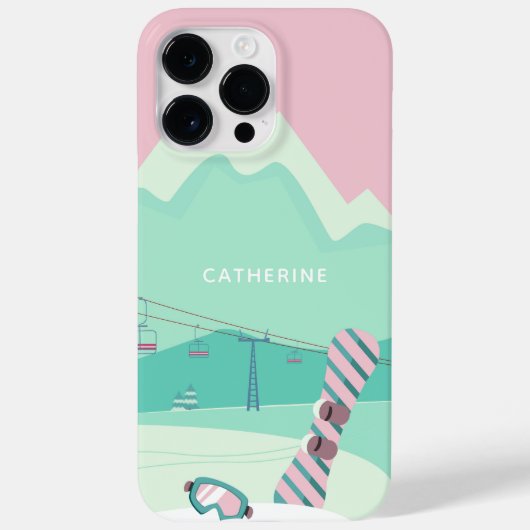 Modern Snowboard Winter Ski Slopes Personalized Case-Mate iPhone Case (Achterkant)