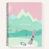 Modern Snowboard Winter Ski Slopes Personalized Notitieboek (Voorkant)