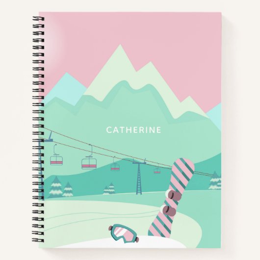 Modern Snowboard Winter Ski Slopes Personalized Notitieboek (Voorkant)