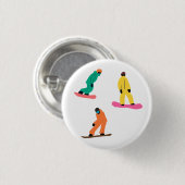 Modern Snowboarders Winter Illustratie Ronde Button 3,2 Cm (Voorkant /achterkant)