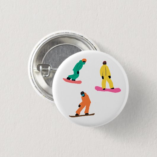 Modern Snowboarders Winter Illustratie Ronde Button 3,2 Cm (Voorkant /achterkant)