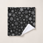 Modern Snowflake 2 - Black & Silver Grey- Bad Handdoek (Wasdoekje)