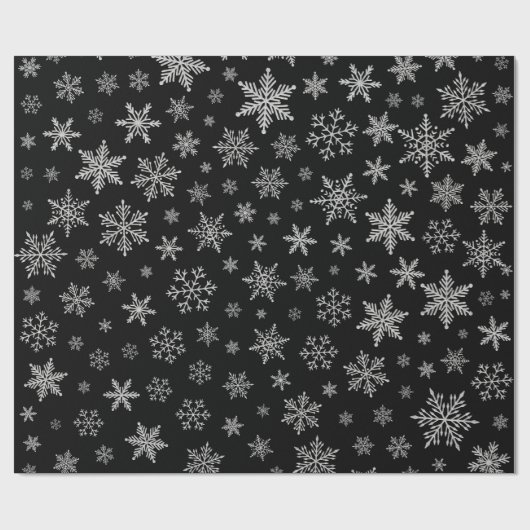 Modern Snowflake 2 - Black & Silver Grey- Cadeaupapier (Vlak)