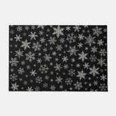 Modern Snowflake 2 - Black & Silver Grey- Deurmat (Voorkant)