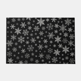 Modern Snowflake 2 - Black & Silver Grey- Deurmat