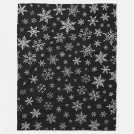 Modern Snowflake 2 - Black & Silver Grey- Fleece Deken