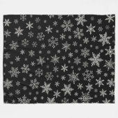 Modern Snowflake 2 - Black & Silver Grey- Fleece Deken (Voorkant (Horizontaal))
