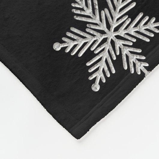 Modern Snowflake 2 - Black & Silver Grey- Fleece Deken (Hoek)
