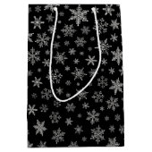 Modern Snowflake 2 - Black & Silver Grey- Medium Cadeauzakje (Voorkant)