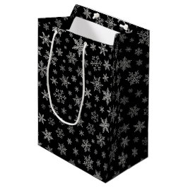 Modern Snowflake 2 - Black & Silver Grey- Medium Cadeauzakje