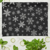 Modern Snowflake 2 - Black & Silver Grey- Theedoek (Gevouwen)